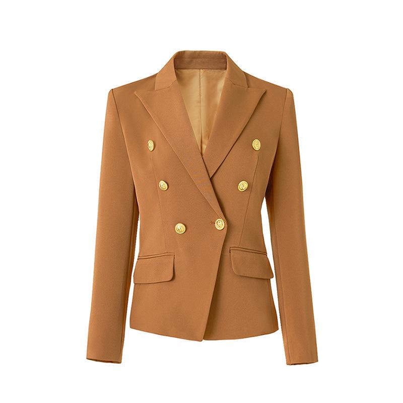 Professional Women's Double-Breasted Waist-Cinched Slimming Short Suit Jacket for Spring/Autumn 2025
