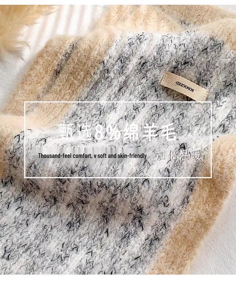 Women's High-End Blue Wool Scarf: Versatile Winter Fashion, Warm Snood, Korean Style Trend