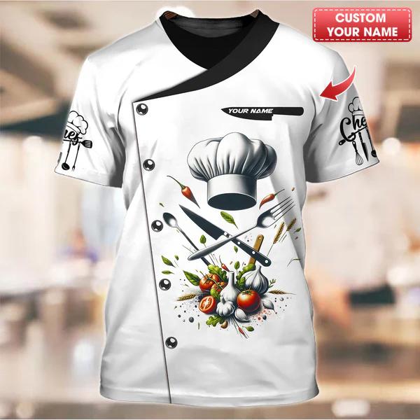 2025 Neue Designs Koch 3D-Druck T-Shirt Personalisiert Individueller Name T-Shirts Uniform Kurzarm Locker Schnelltrocknend T-Shirts Unisex Oberteile