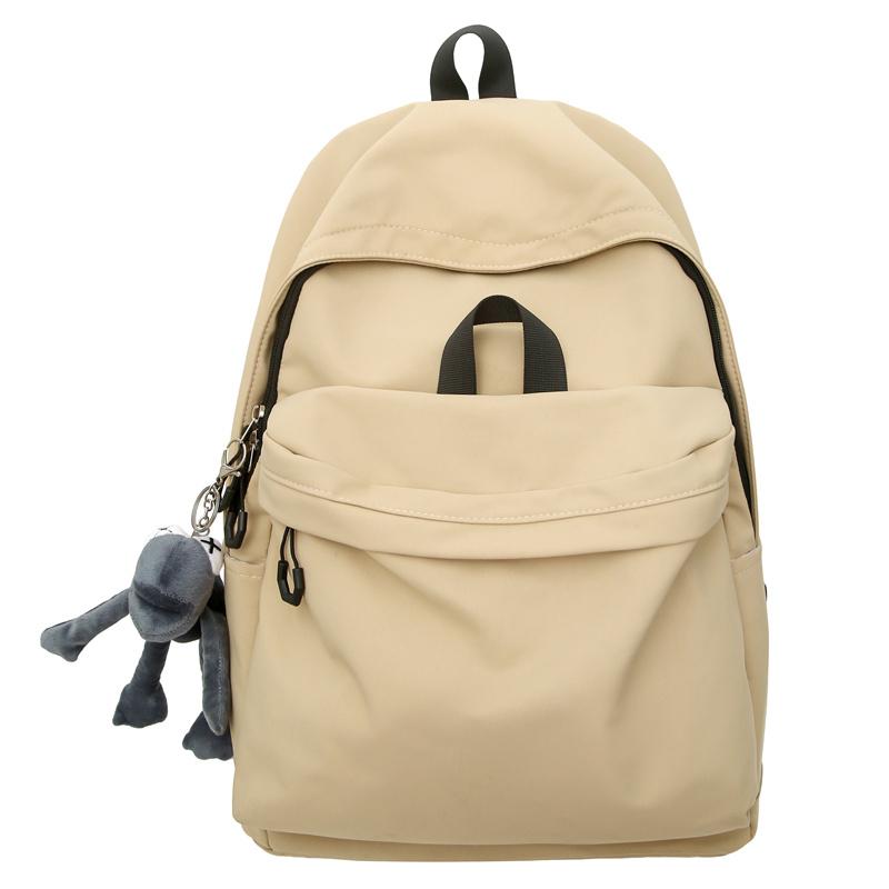 Schoolbag Women's Solid Color Backpack Nylon Waterproof Campus Student Backpack