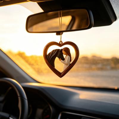 2D Acrylic Girl Horse Heart Ornament Car Rearview Mirror Double-Sided Printed Keychain Fade-Resistant Equestrian Lover Gifts