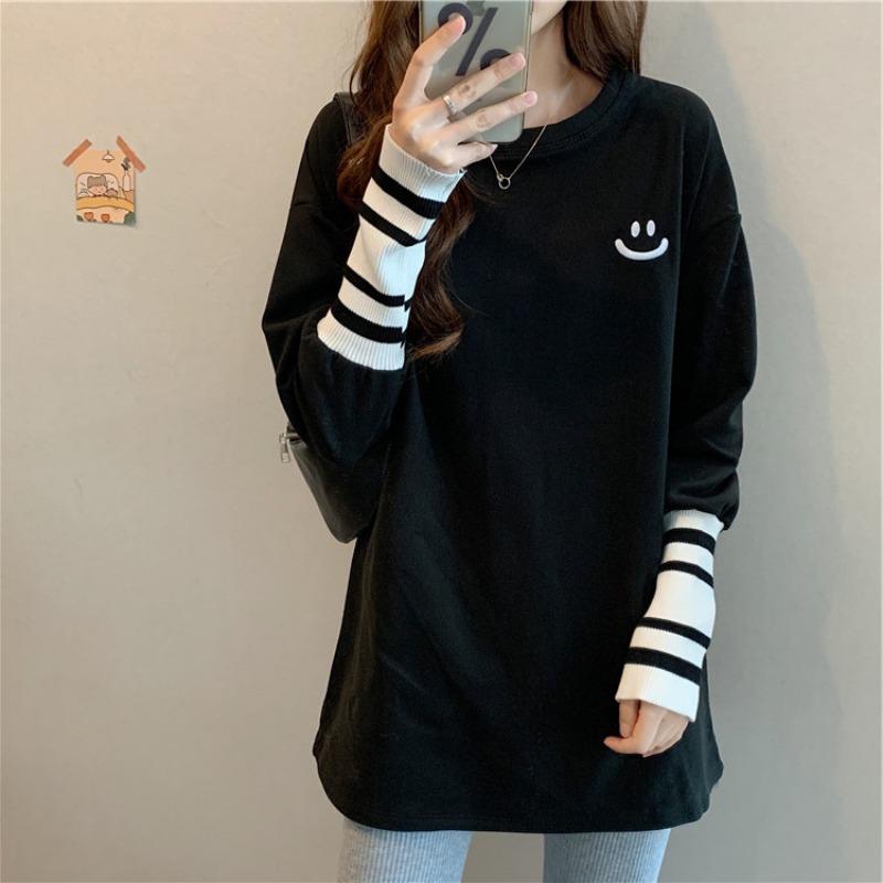 Samt Langarm T-Shirt Damenoberteil