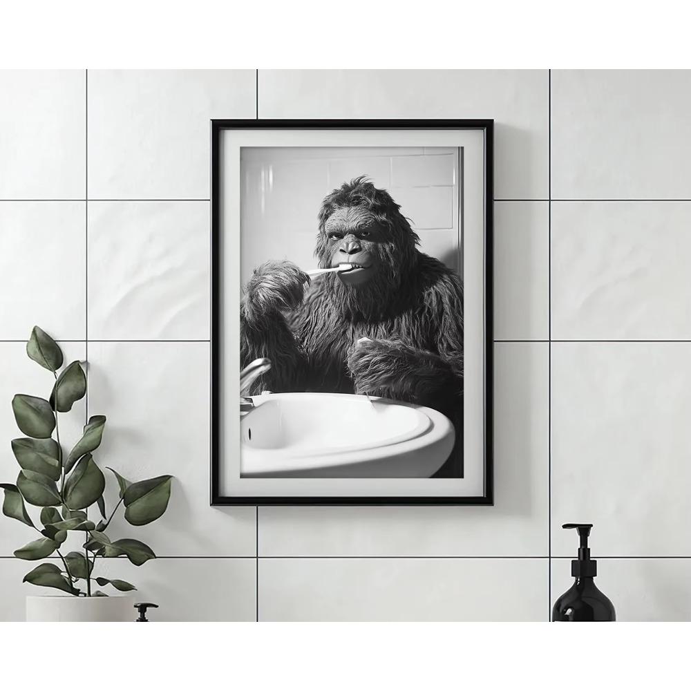 Brushing Teeth Animal Art Poster Lion Monkey Horse Rabbit Dog Cat Eagle Funny Bathroom Wall Stickers Bathroom Animals Home