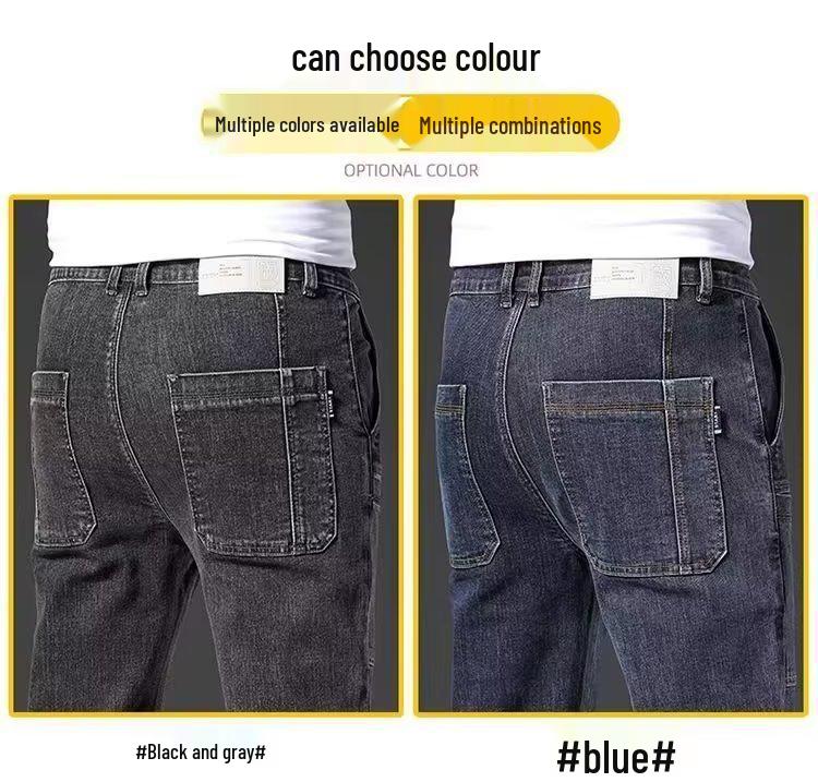 Jeans da Uomo alla Moda Slim Fit Gamba Dritta Multi-tasche Elasticizzati - Collezione Autunno/Inverno