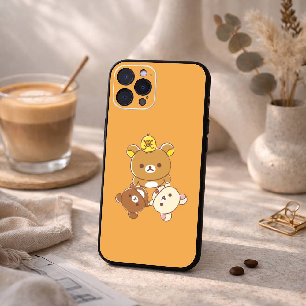 CUTE R-Relax K-kuma R-Rilakkuma Phone Case For iPhone17,16,15,14,13,12,Plus,Pro Max, 5G Others Soft Black Cover iPhone13