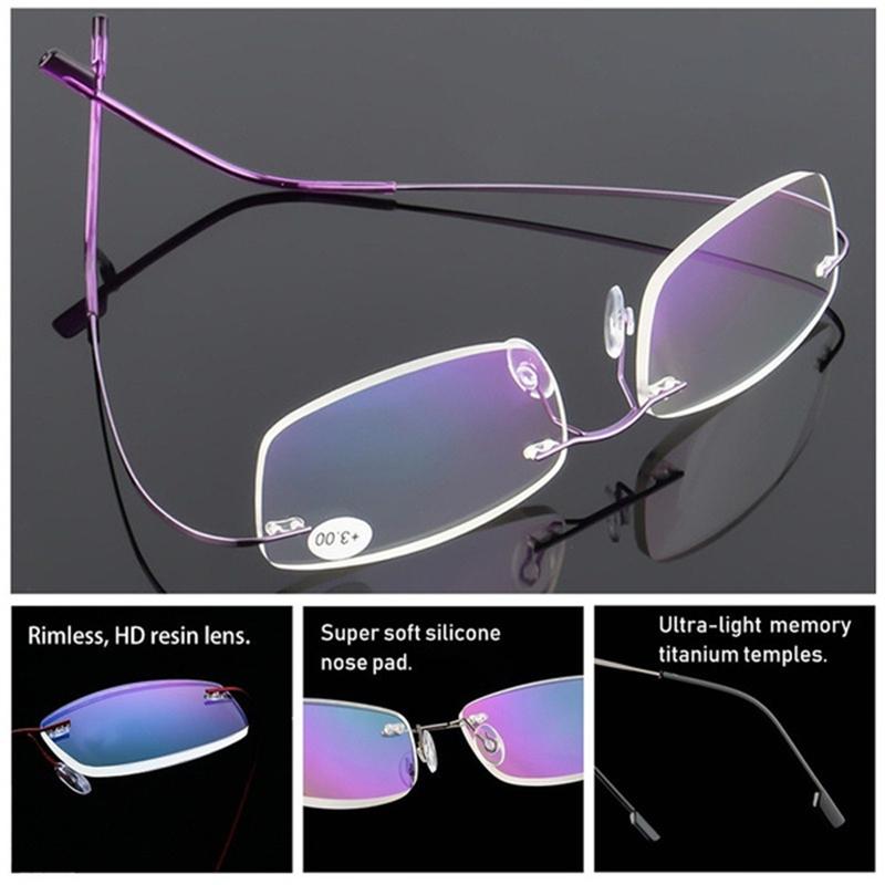 Flexibelt Ultralätt båglöst minne Titan Magnetiska läsglasögon Styrka +1,0~+4,0 Glasögon Presbyopiska glasögon Läsglasögon