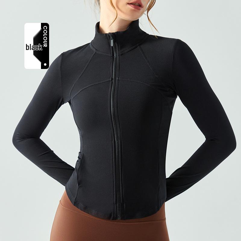 

Women s Slimming Zip-Up Yoga Top - Long Sleeve, Nude Feeling, for Autumn/Winter Outdoor Fitness & Running S