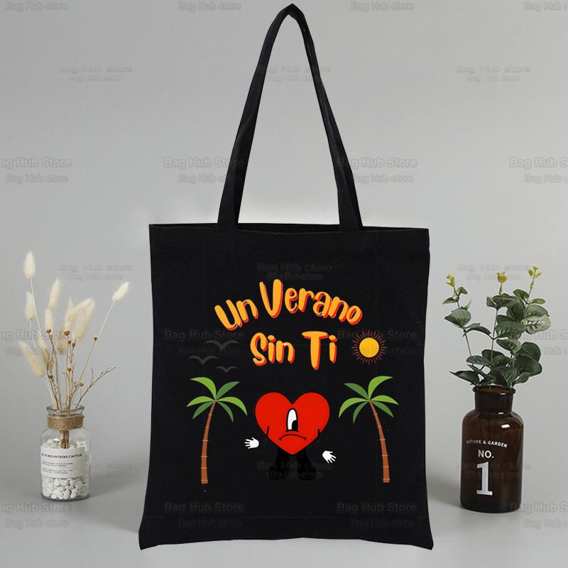 Un Verano Sin Ti Musikalbum Canvas Tragetasche Schwarze Taschen Harajuku Lässig Weiblich Mädchen Tragetasche Eco Shopper Umhängetaschen