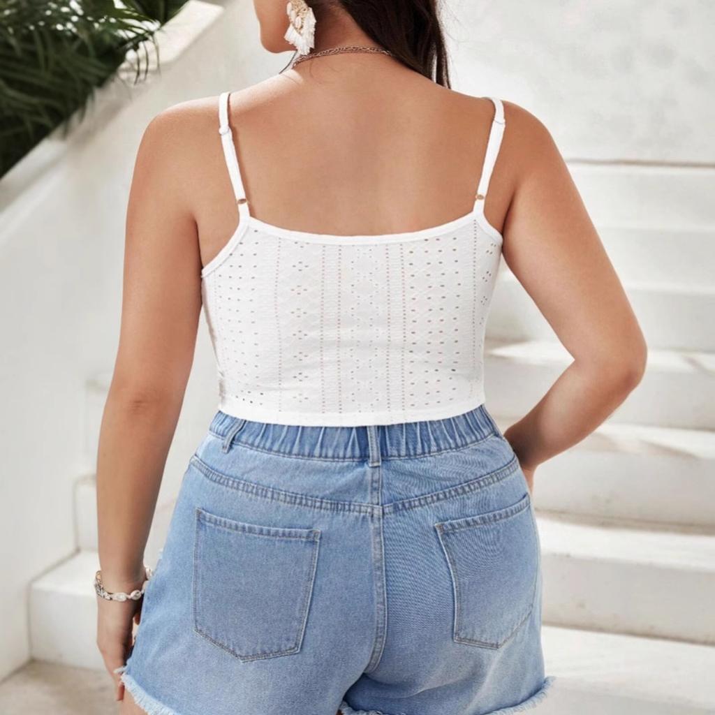 Women's Sexy Slim Hollow White Suspender Vest