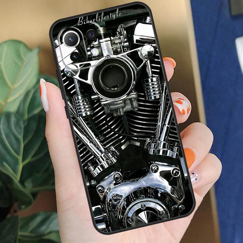 Motor Engine Motorcycle Case For Xiaomi 15 14 Ultra 13T 14T 15T Pro 17 Pro Max POCO X7 X5 X6 F5 F6 F7 F8 Pro Coque