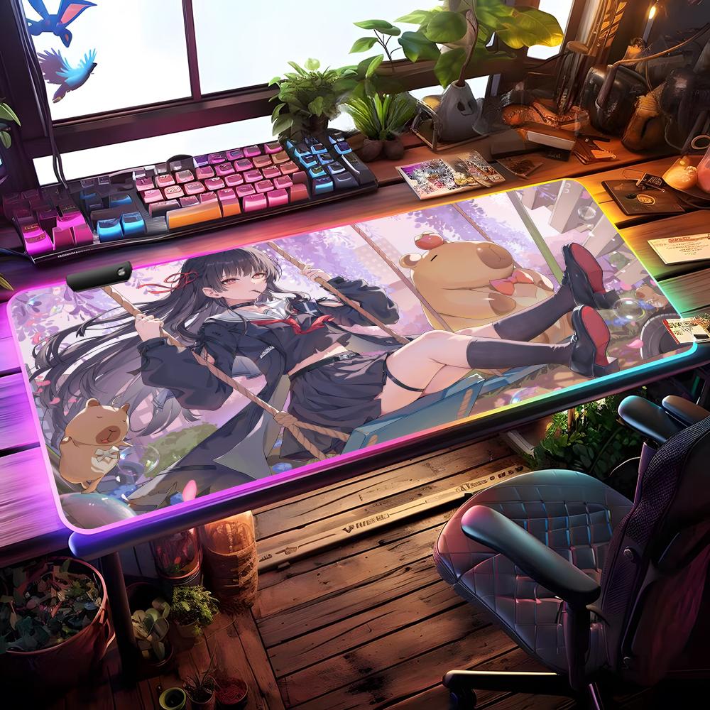 Chisa Mouse Pad RGB Gaming Mouse Pad Desk Mat HD Gamer Large LED Light XXL MousePads