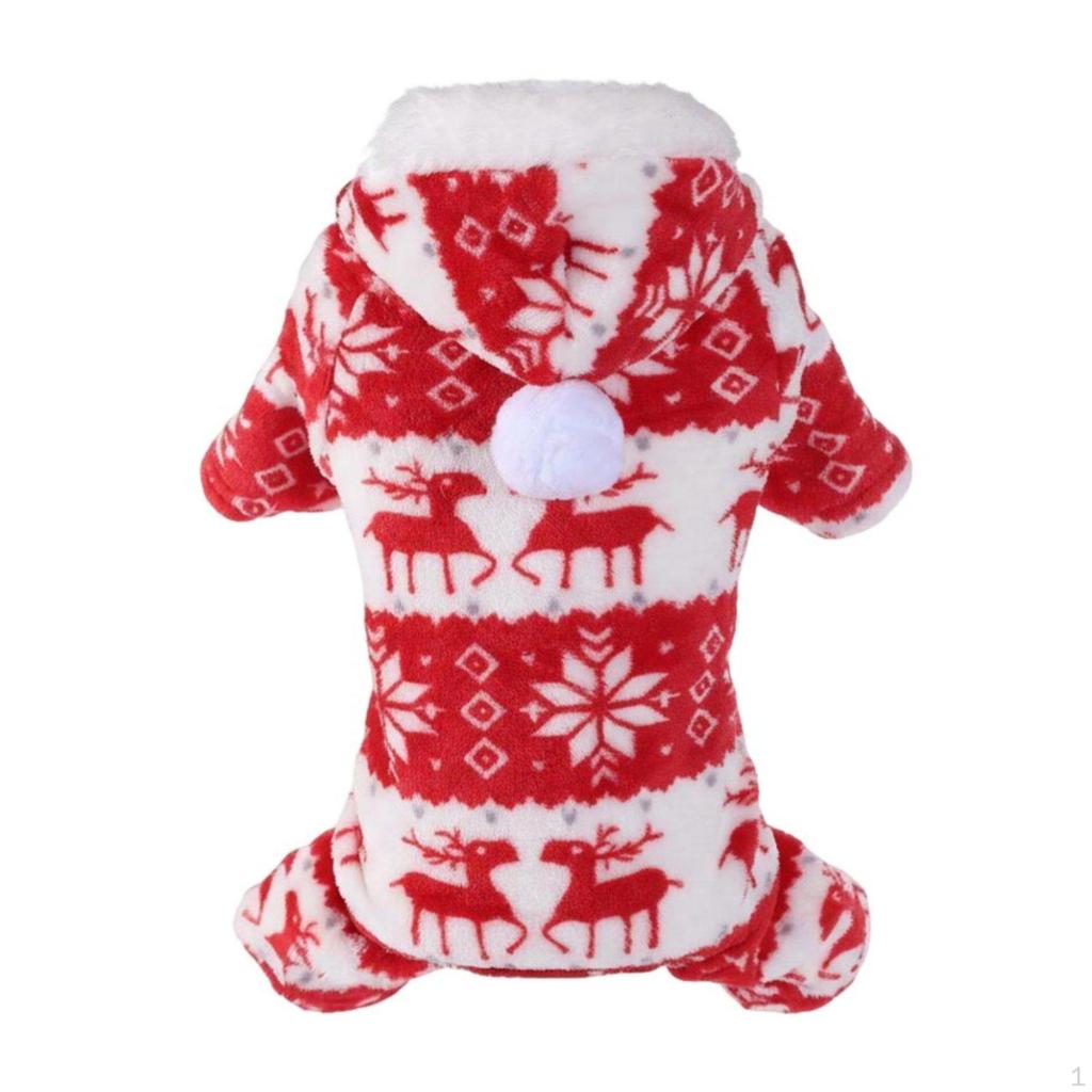Warm Fleece Pet Sweater Super Soft Holiday Pajamas Festive Puppy Jacket for Cat