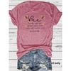 Women's Casual and Fashionable T-shirt with A Round Neck and Short Sleeves Featuring Bee and Letter Patterns