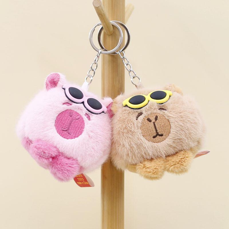 Cute Capybara Plush Toy Keychain Adorable Bag Charm Soft Cotton Filling