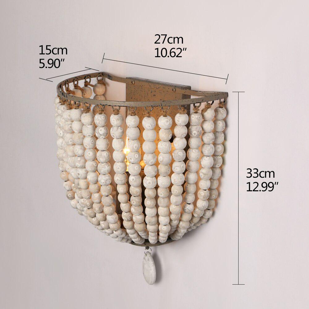 European-Style Retro Wooden Bead Wall Lamp E27/E26 Bedroom Bedside Loft Corridor Porch Cafe Lighting Wall Lamp