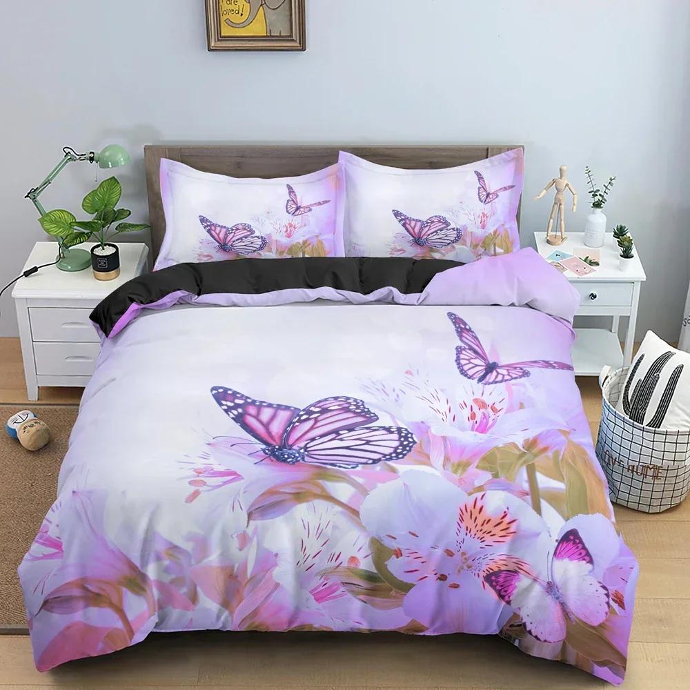 Beautiful Butterfly Comfortable Duvet Quilt Cover Pillowcase Bedding Set Children Bedroom Decoration Home Textile