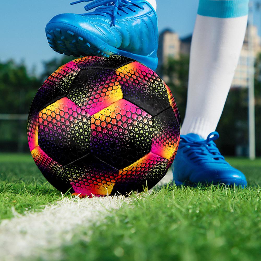 Hexagonal Gradient Colorful Hexagon Size 5 Soccer Ball Machinestitched Indooroutdoor Universal Football Surprise Collection Gift Birthdaychristmas