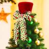 Christmas Tree Topper Hat Large Red Velvet Top Hat with Bow Christmas Treetop Ornament for Home Office Holiday Xmas Tree Decoration
