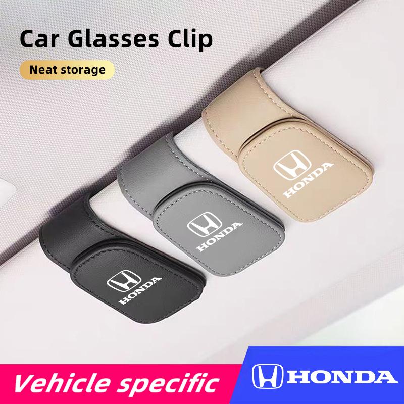 Car Leather Glasses Clip Sun Visor Ticket Card Clamp Auto Accessories For Honda Civic Fit Jazz Accord Pilot CRV Odyssey Passport