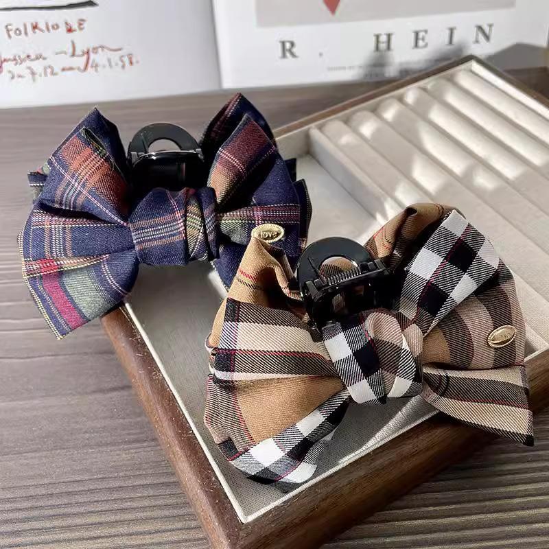 JK Elegant Plaid Bow Lolita Hair Clip - Shark Style