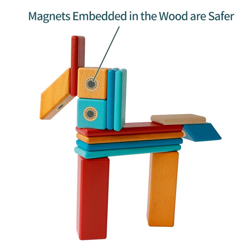 14PCS Magnetic Wooden Blocks DIY Rainbow Intelligence Toys Wood Educational Toys Best Gifts for Kids
