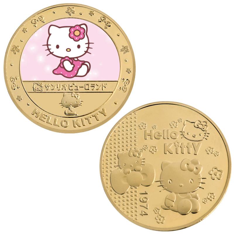 Памятная монета с изображением котенка, аниме, элемент, металлические ремесленные монеты, сувенирные подарки 3