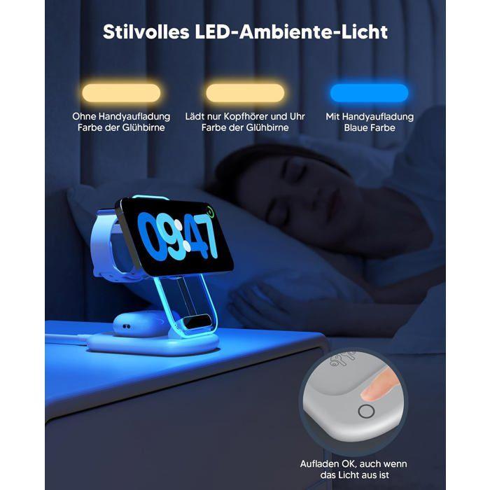 Station de Charge 3 en 1 - UNDERSCORE - Compatible iPhone 16/15/14 - Pliable - Réglable - Blanc Ivoire