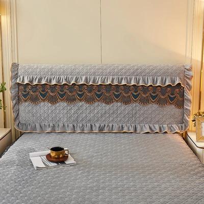Luxury Fine Flannel Quilted Bed Head Cover Lace Edge Short Plush All-inclusive Headboard Cover Elegant Protective Cover