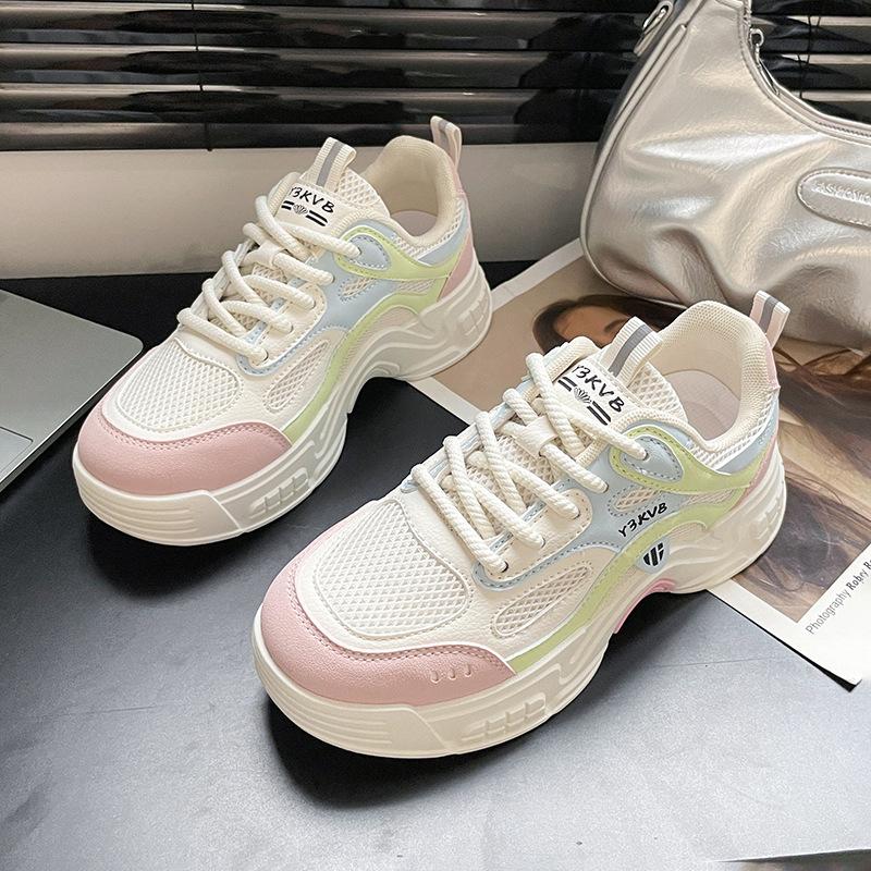 

Модная универсальная спортивная обувь женская обувь весна и осень толстая подошва увеличивает рост маленькие белые туфли носить инс папины кроссовки тренд 40