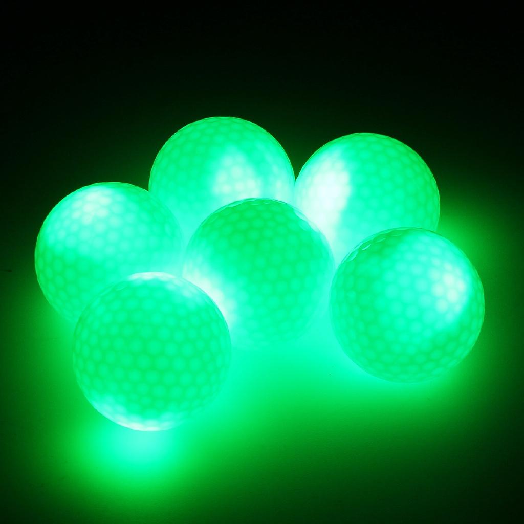 6Pcs LED Golf Balls Glow In Dark Night Golfing Luminous Fluorescent Golf Ball Light Up Golf Balls