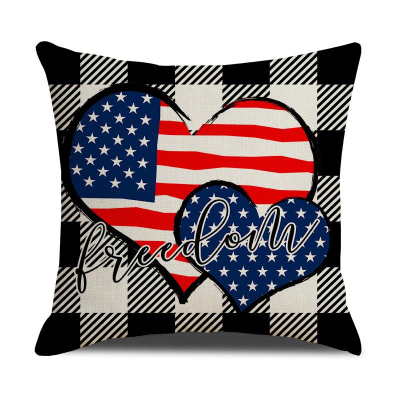 4pcs/Set Cross-Border US Independence Day Pillow Cover Letter Sofa Cushion Cushion Cover Household Goods Without Pillow Core