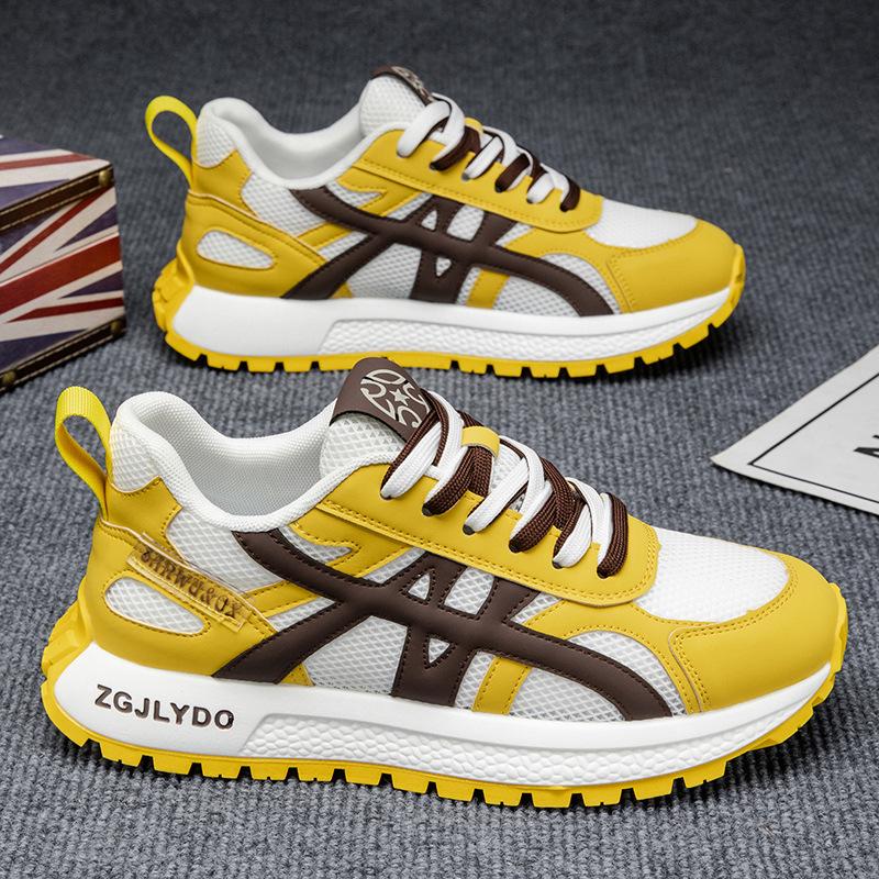 

Breathable Men Running Shoes Spring Autumn New Comfort Height Increase Sneakers Fashion Lace Up Soft Sole Non Slip Casual Shoes 39 жовтий