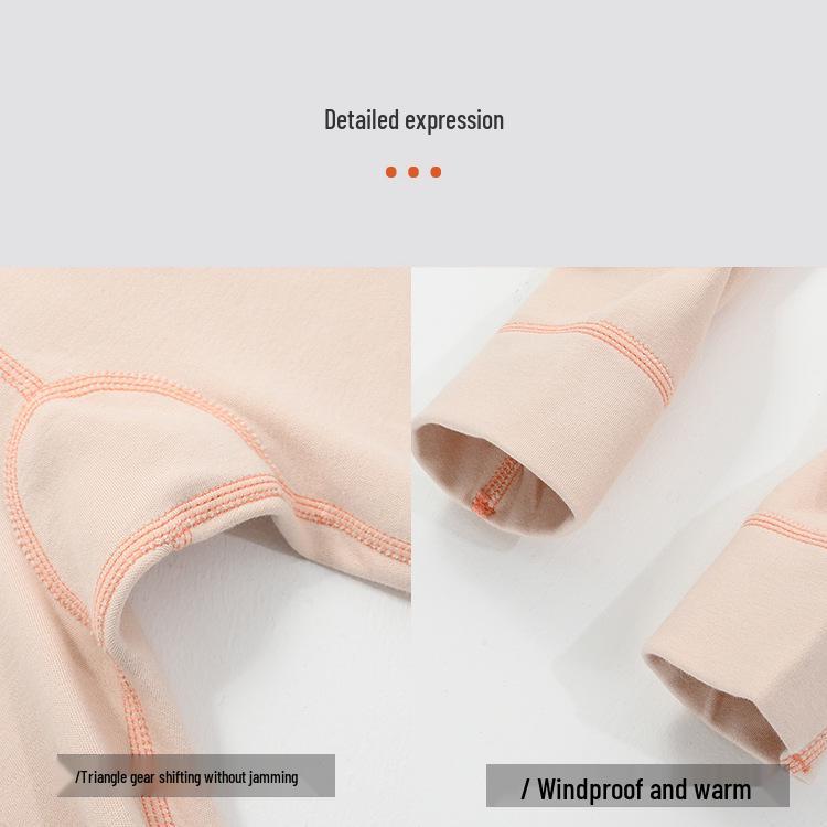 Velvet Warm Underwear Set for Junior High Teens - Half-High Collar Top & Pants