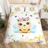 Kids Pink Rose Rabbit King Queen Duvet Cover Cartoon Animal Comforter Cover Rose Moon Floral Bedding Set Polyester Quilt Cover
