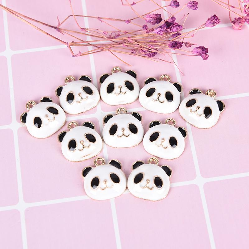 10Pcs/Set Cute Panda Animals Alloy Enamel Charms Pendant Diy Craft Jewelry Gift