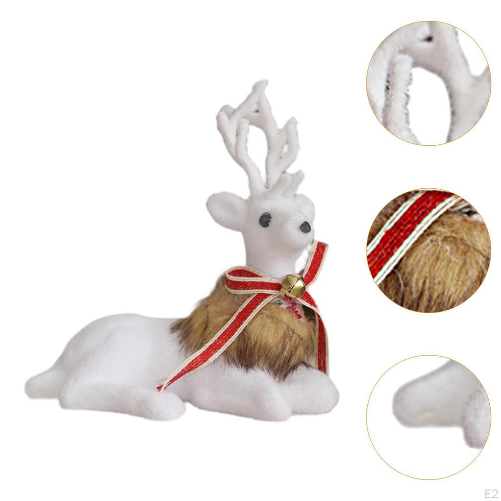 Christmas Deer Sculpture,Christmas Elk Statue ,Gift Figurine White for