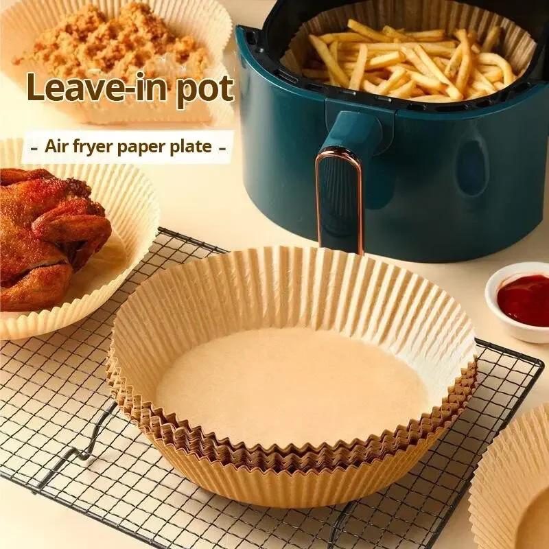 50pcs/set Air Fryer Disposable Paper Parchment Wood Pulp Steamer Cheesecake Air Fryer Accessories Baking Paper For Air Fryer