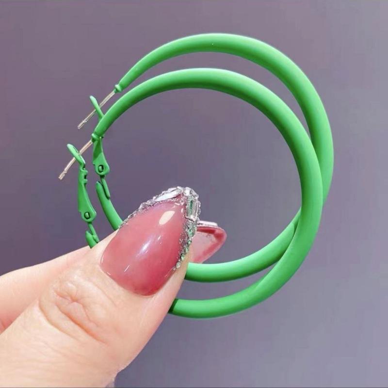 Trendy Big Round Circle Dangle Earrings for Women Exaggerate Punk Loops Red Geometry Simple Hoop Earrings Zircon Party Gift