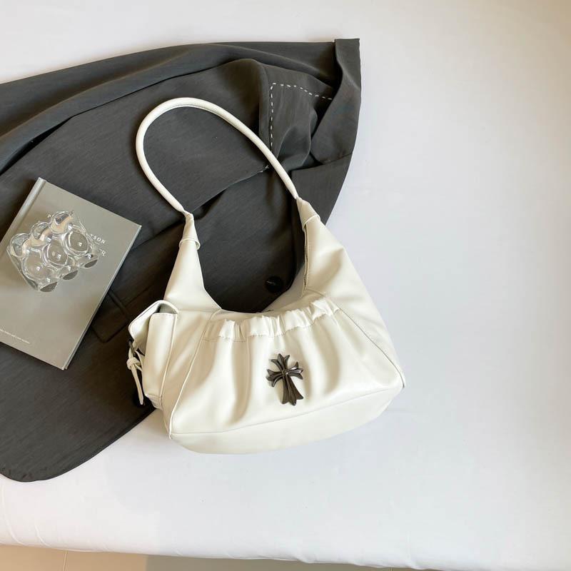 

Niche retro Spice Girl underarm bag women 2025 new high-value Maillard style shoulder bag pleated dumpling bag белый