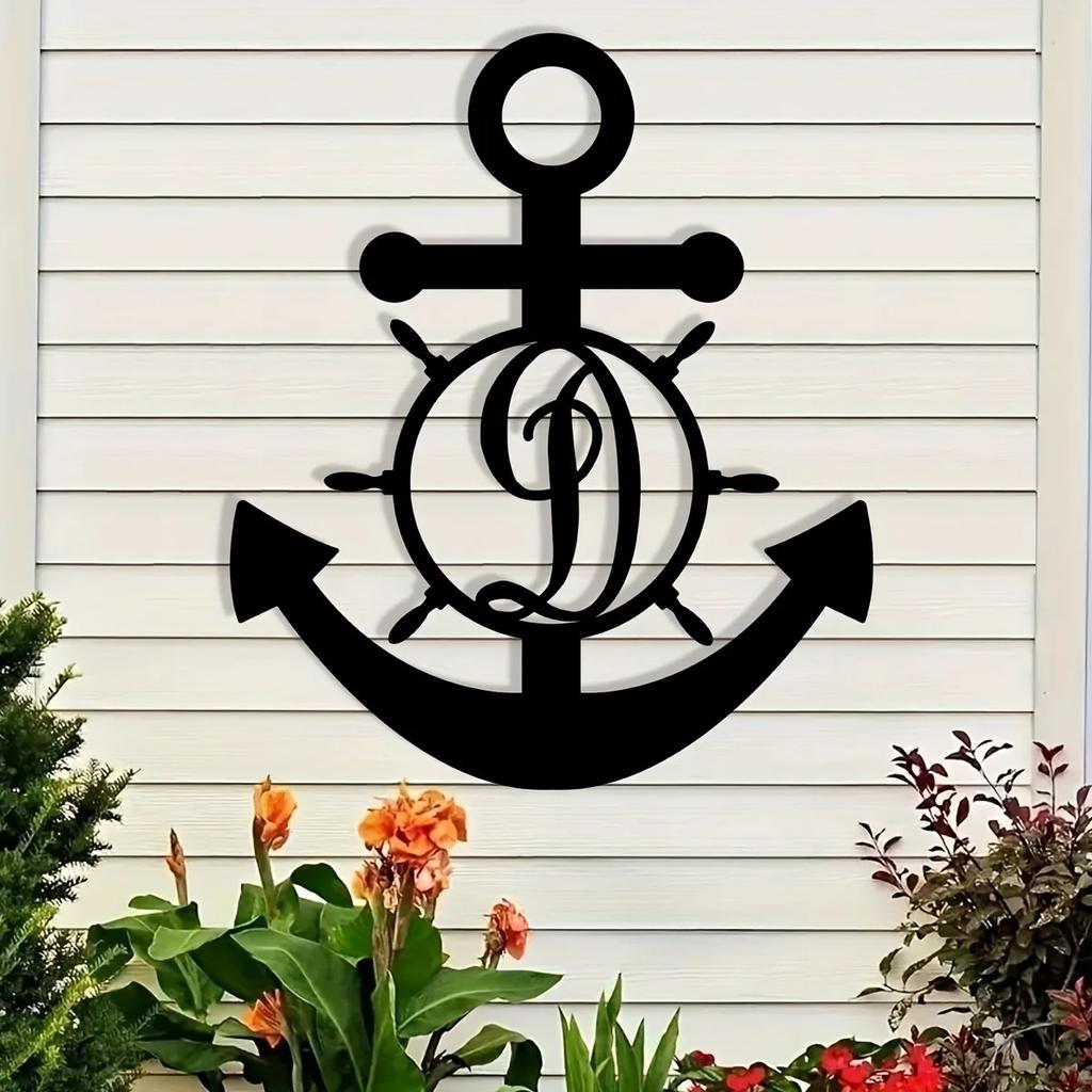 Custom Letter Anchor Metal Wall Art - Ευέλικτο, χωρίς ενέργεια, κομψή διακόσμηση για σπίτι και δώρα, τέλειο εσωτερικό και εξωτερικό