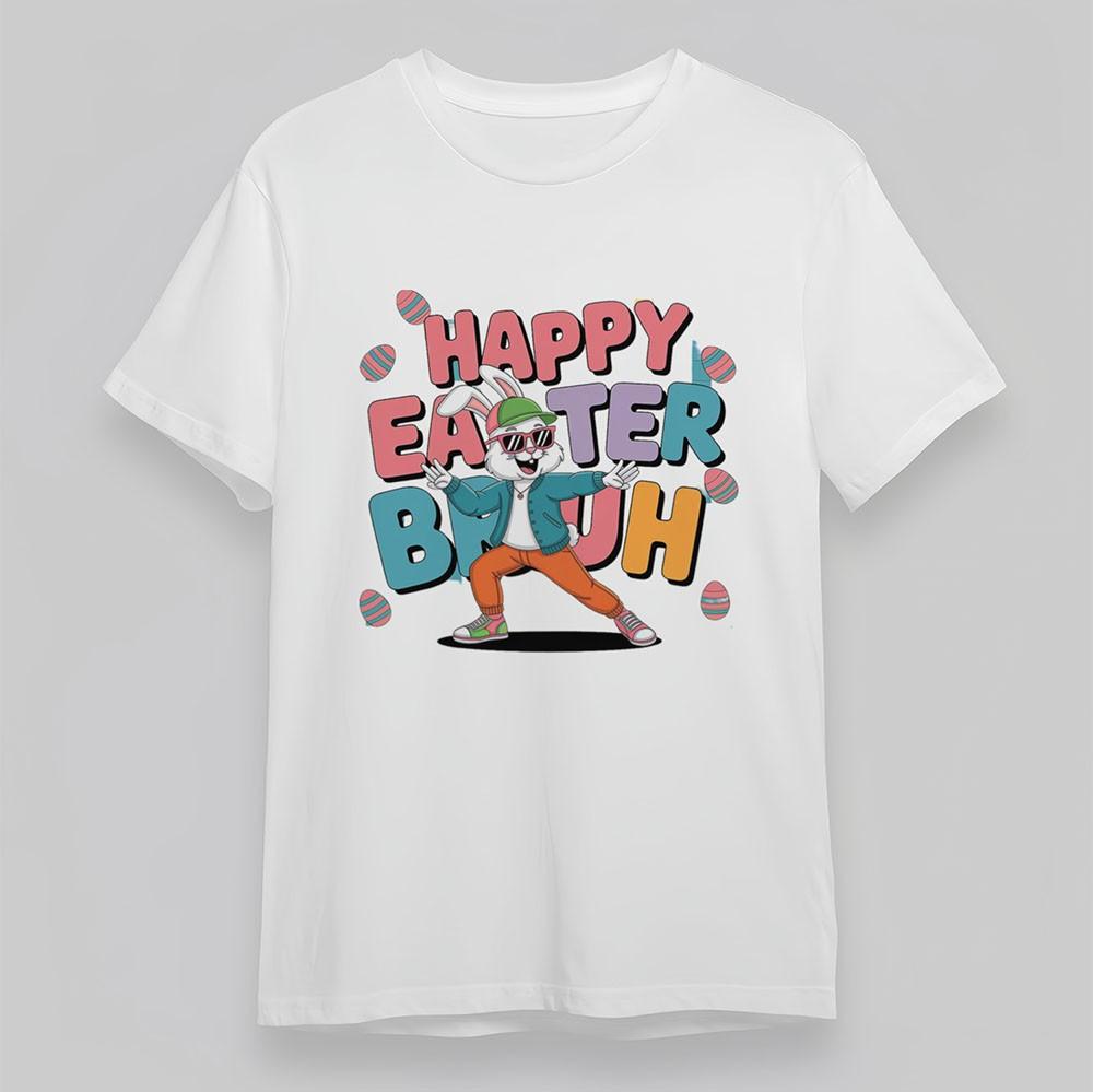 

Men s Classic T-Shirt Happy Easter Bunny Graphic Tee Short Oversize White Cotton L
