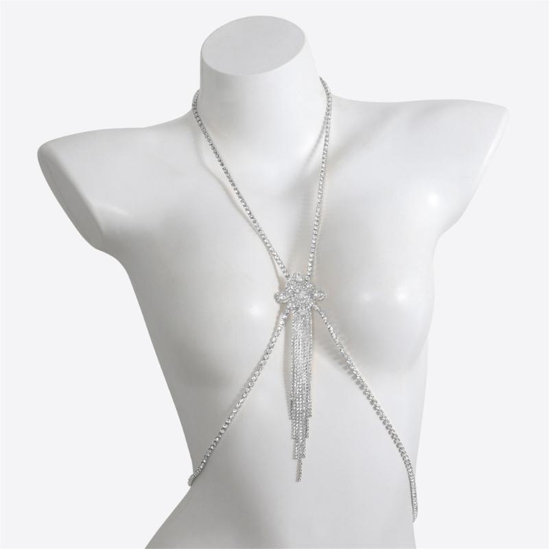 Rhinestones Chest Chain Body Chain Jewelry For Evening Gowns Formal Occasion Women Body Jewelry Evening Party Accessory