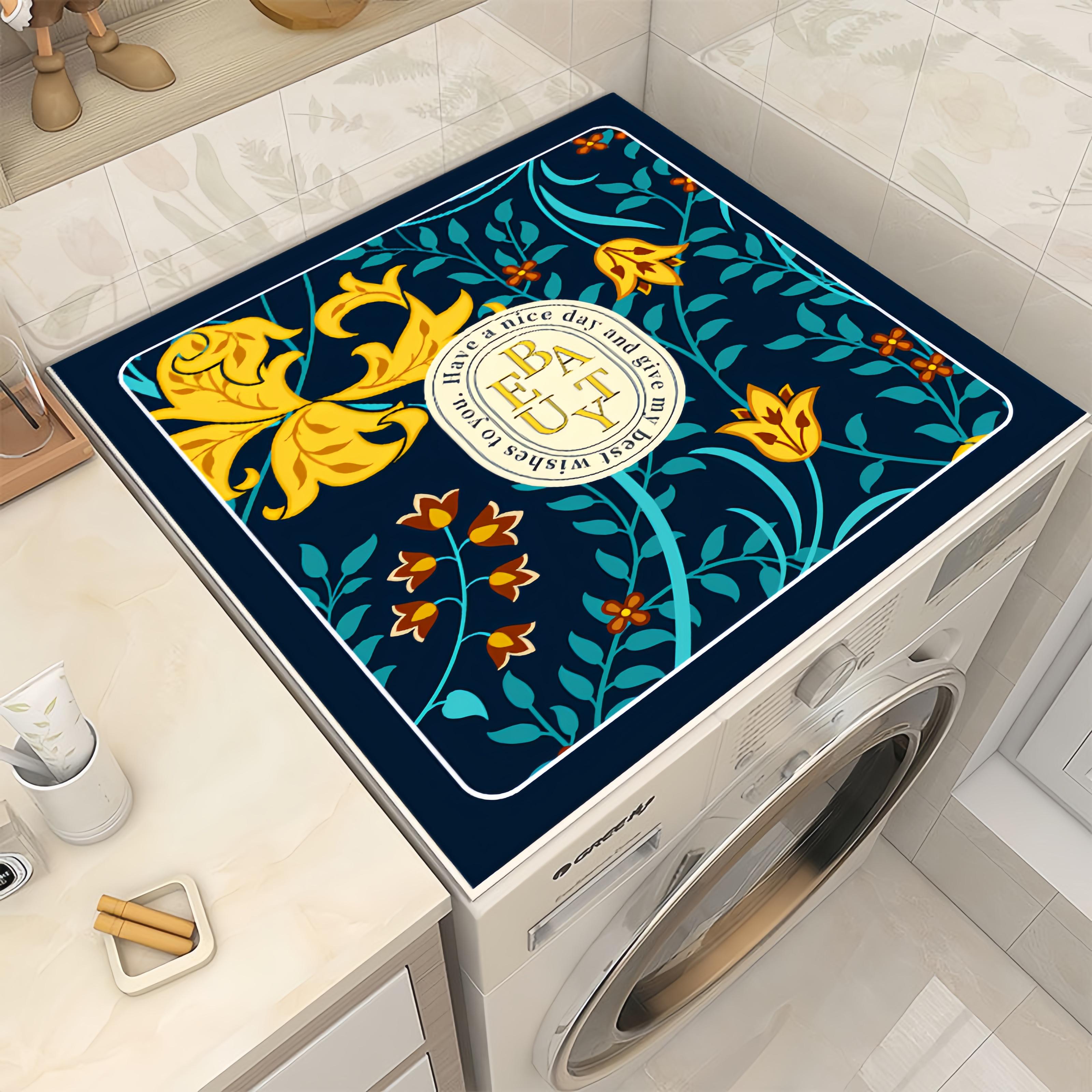 Пылезащитный коврик для стиральных машин Нескользящий коврик для столешниц холодильников Защита от солнца для бытовой техники Чехол для стиральной машины с принтом Абсорбирующий коврик для стола 60cm×60cm