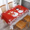 1pc Soft, Stylish, and Beautiful Christmas Tablecloth with Snowman, Snowflakes, and Red Background Pattern Print