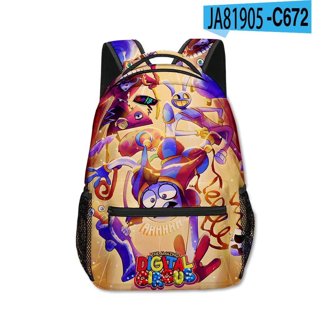 Magic Digital Circus School Bag Elementary And Secondary School Backpack Cartoon Children'S Backpack Men'S And Women'S Casual Backpack Full Print
