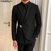 INCERUN Men Lapel Neck Blazer Long Sleeve One Button Thin Coats