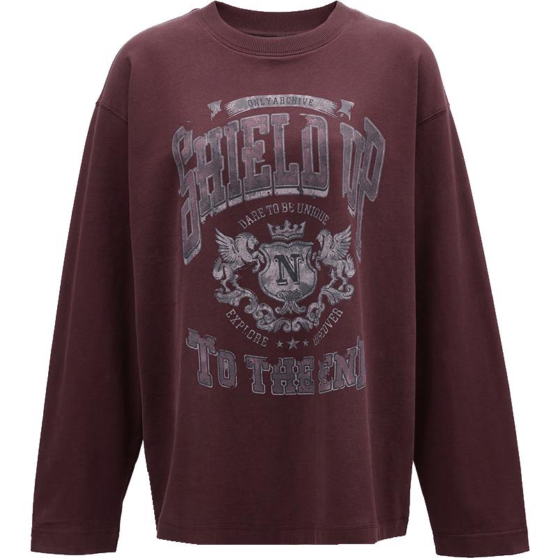 ONLY Women s American Retro Loose Fit Cotton Printed Long Sleeve T-Shirt M