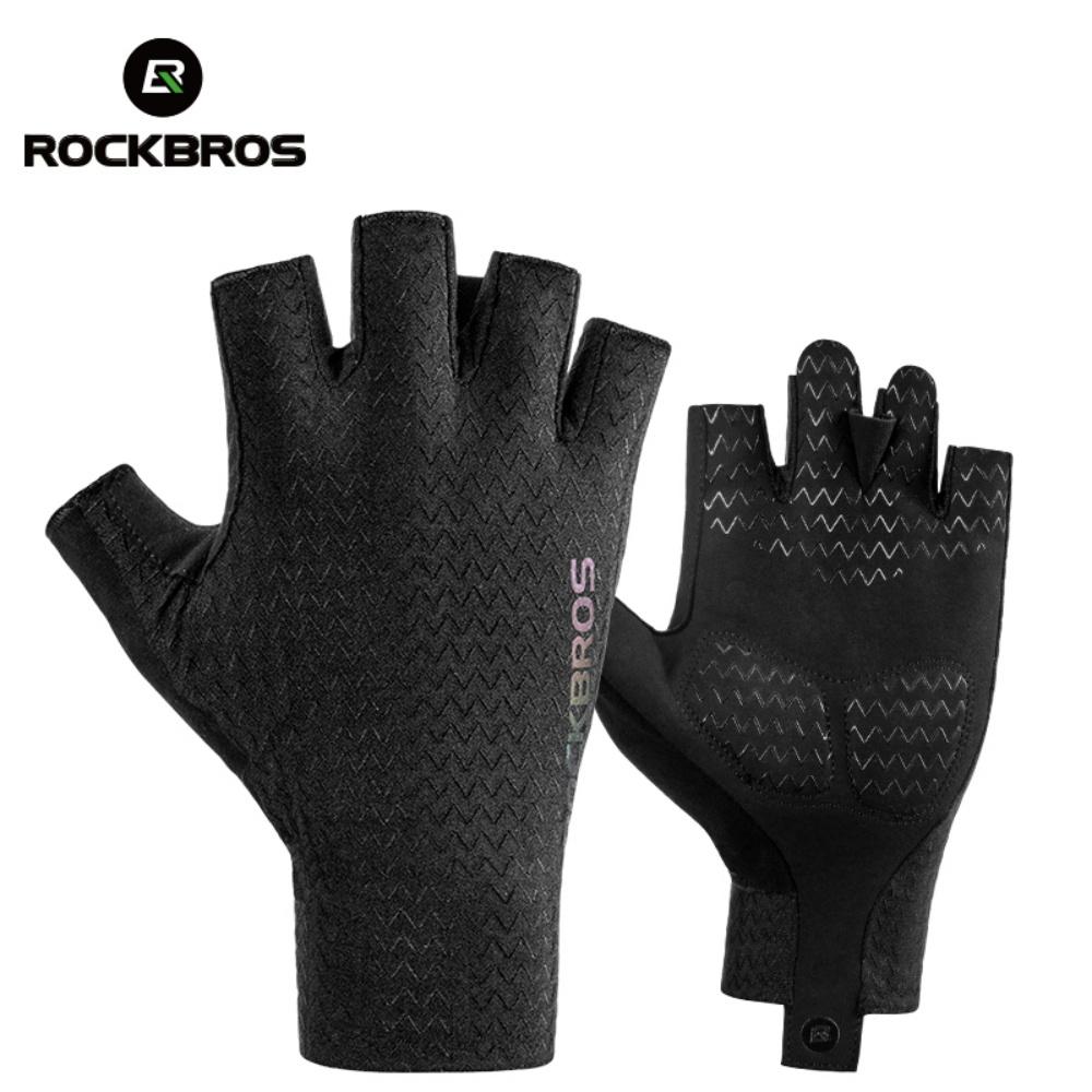 ROCKBROS Ice Silk Sunscreen Gloves, Men's and Women's Sports Cycling Half Finger Gloves, Road Bicycle Cycling Accessories