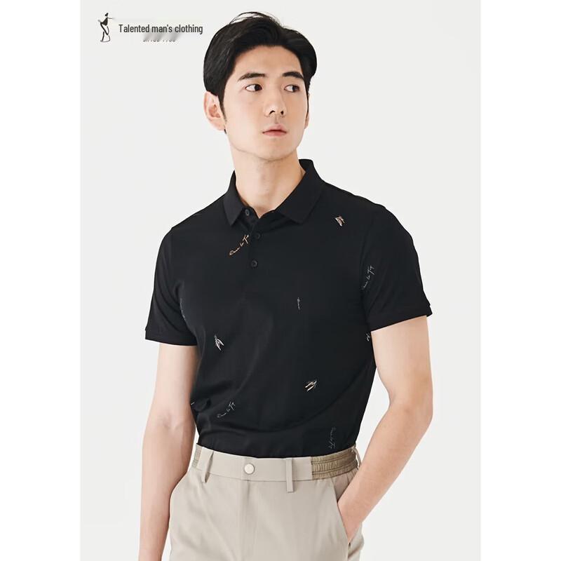TRIES Men s English Printed Cotton Blend Polo Shirt 48