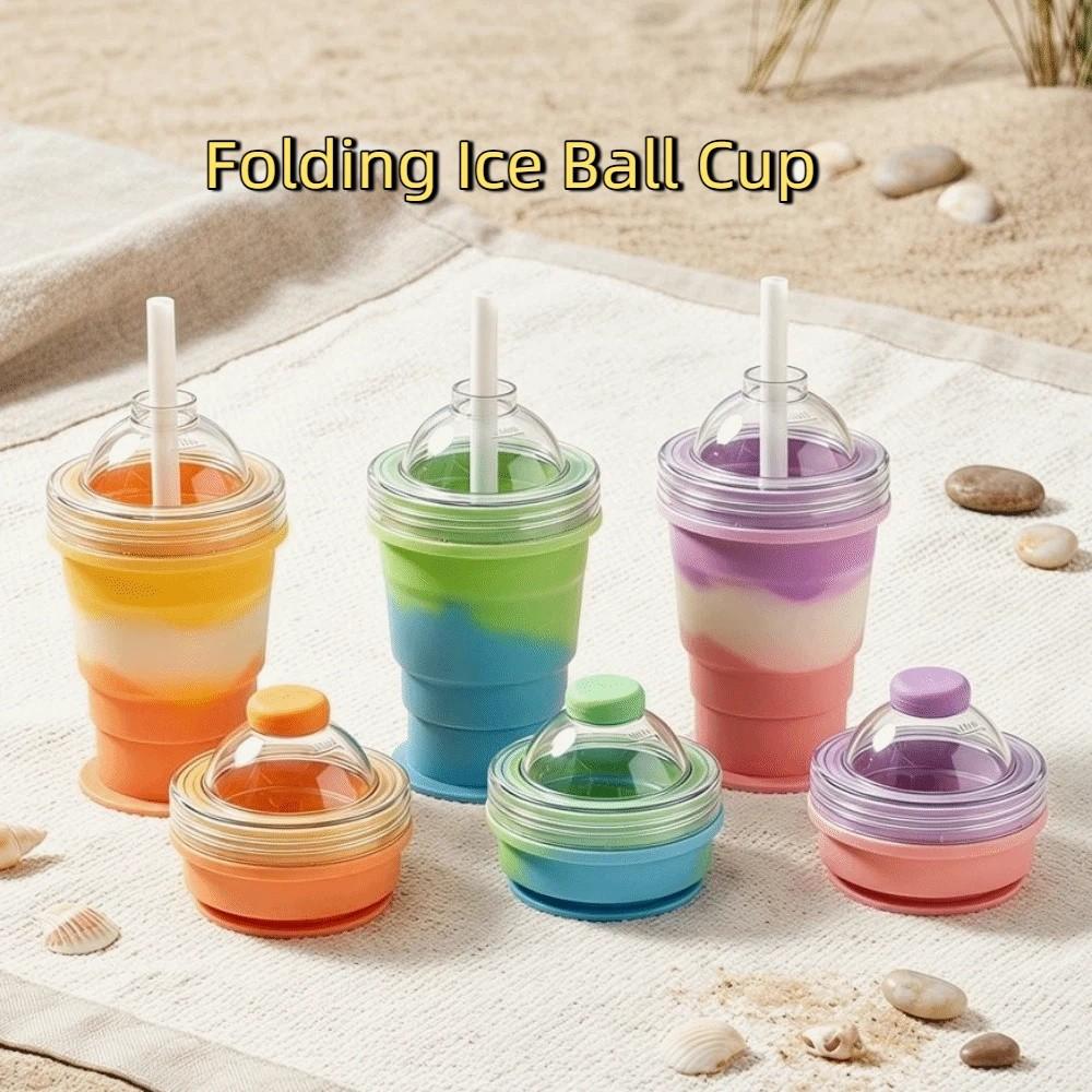 Silicone Foldable Ice Ball Cup Food Grade Collapsible Silicone Cup Portable Travel Tumbler Office